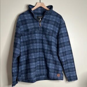 John Wayne Men's Blue Plaid Quarter-Zip Sweater